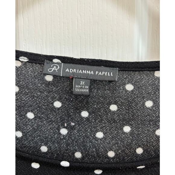 Adrianna Papell Women 3X Scoop Neck Polka Dot Stretch 3/4 Sleeve Blouse Career - Picture 5 of 8